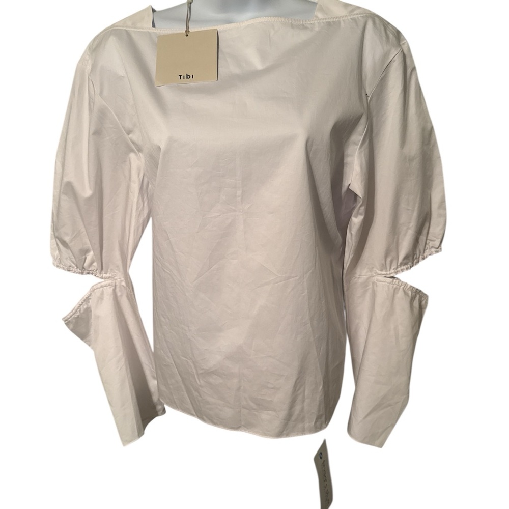 Tibi White Poplin Top